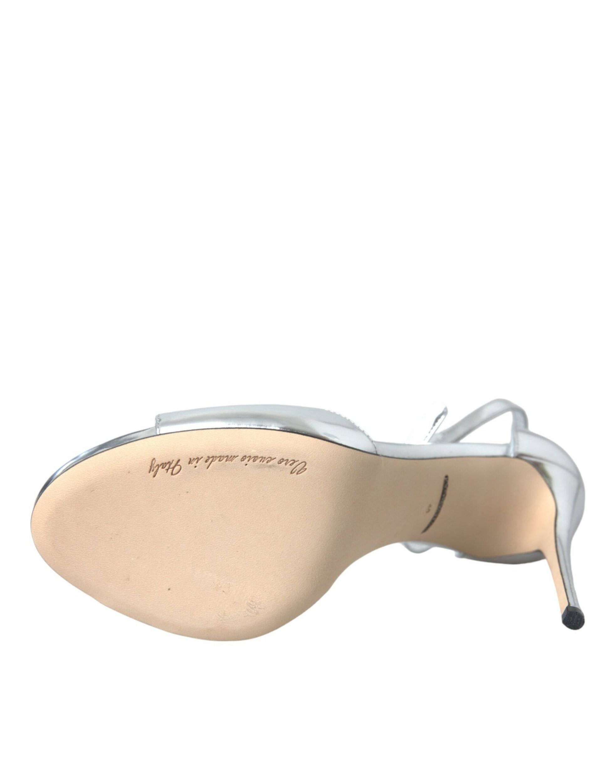 Dolce & Gabbana Silver KEIRA Leather Heels Sandals Shoes - ACCEXO