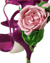 Dolce & Gabbana Purple Flower Satin Heels Sandals Shoes