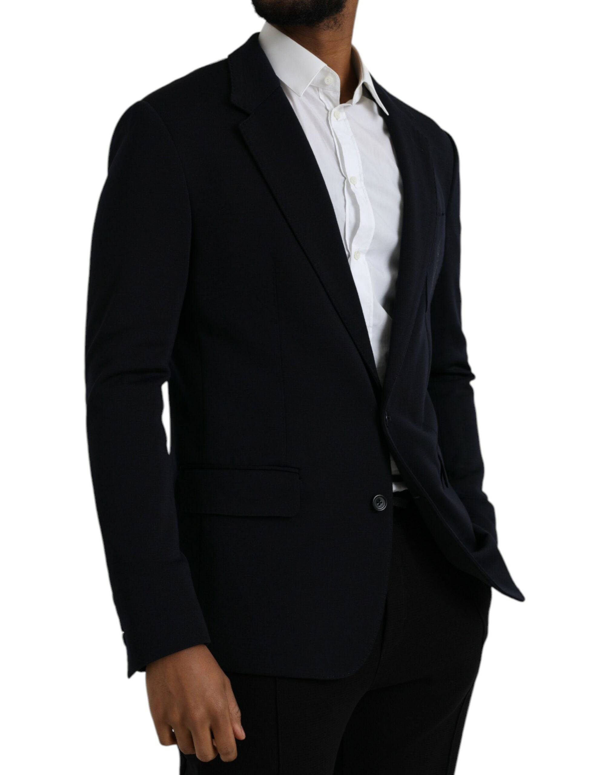 Dolce & Gabbana Black Wool Single Breasted Coat Blazer - ACCEXO