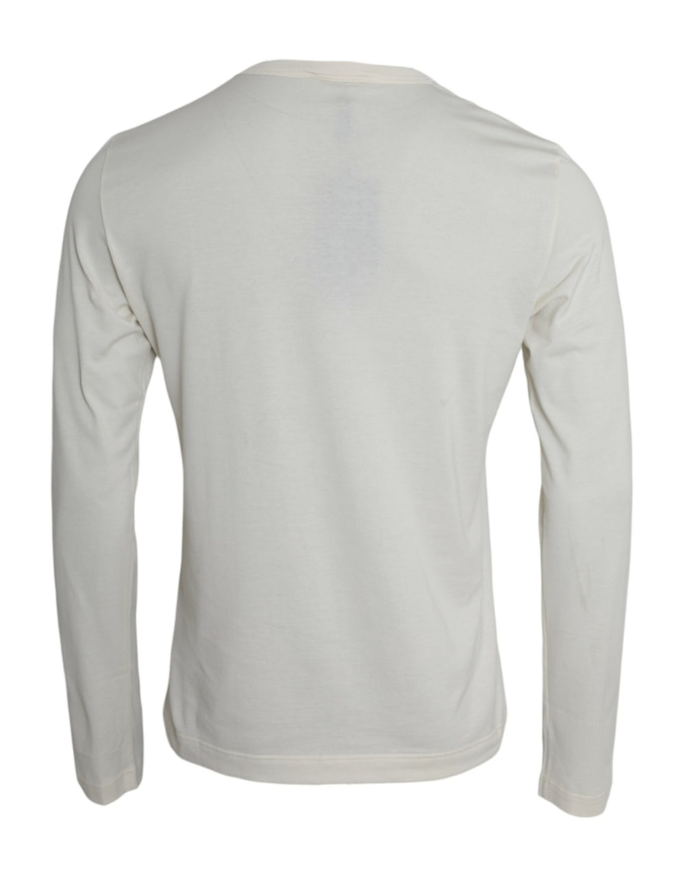 Dolce & Gabbana Off White Cotton Round Neck Pullover Sweater