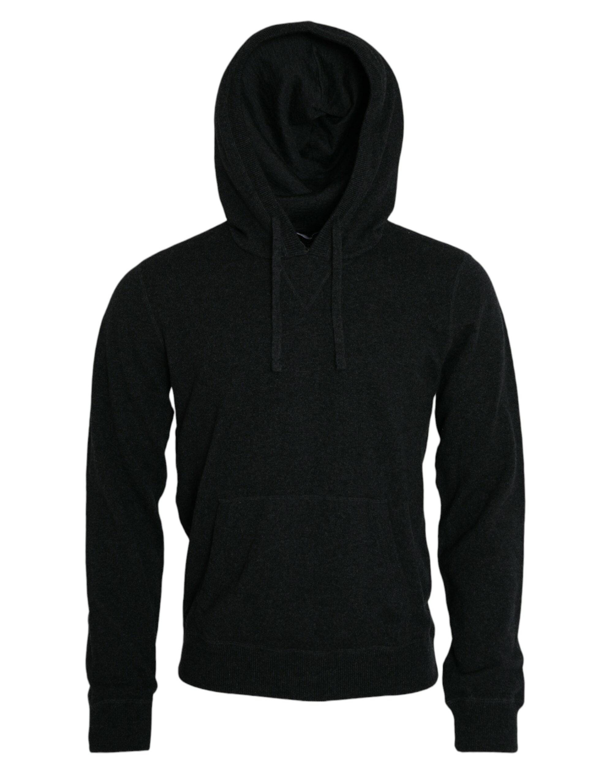 Dolce & Gabbana Dark Gray Cashmere Hooded Pullover Sweater - ACCEXO