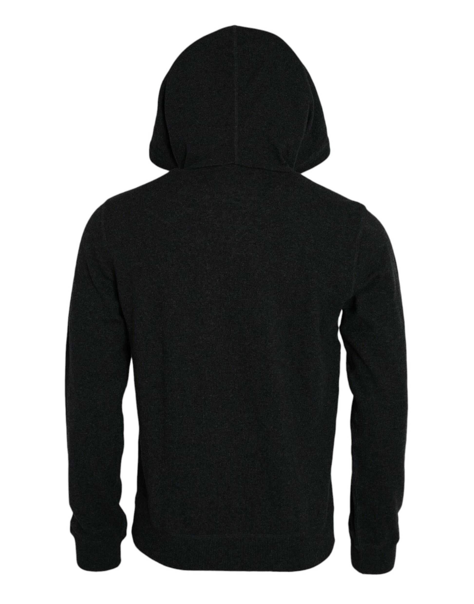 Dolce & Gabbana Dark Gray Cashmere Hooded Pullover Sweater - ACCEXO