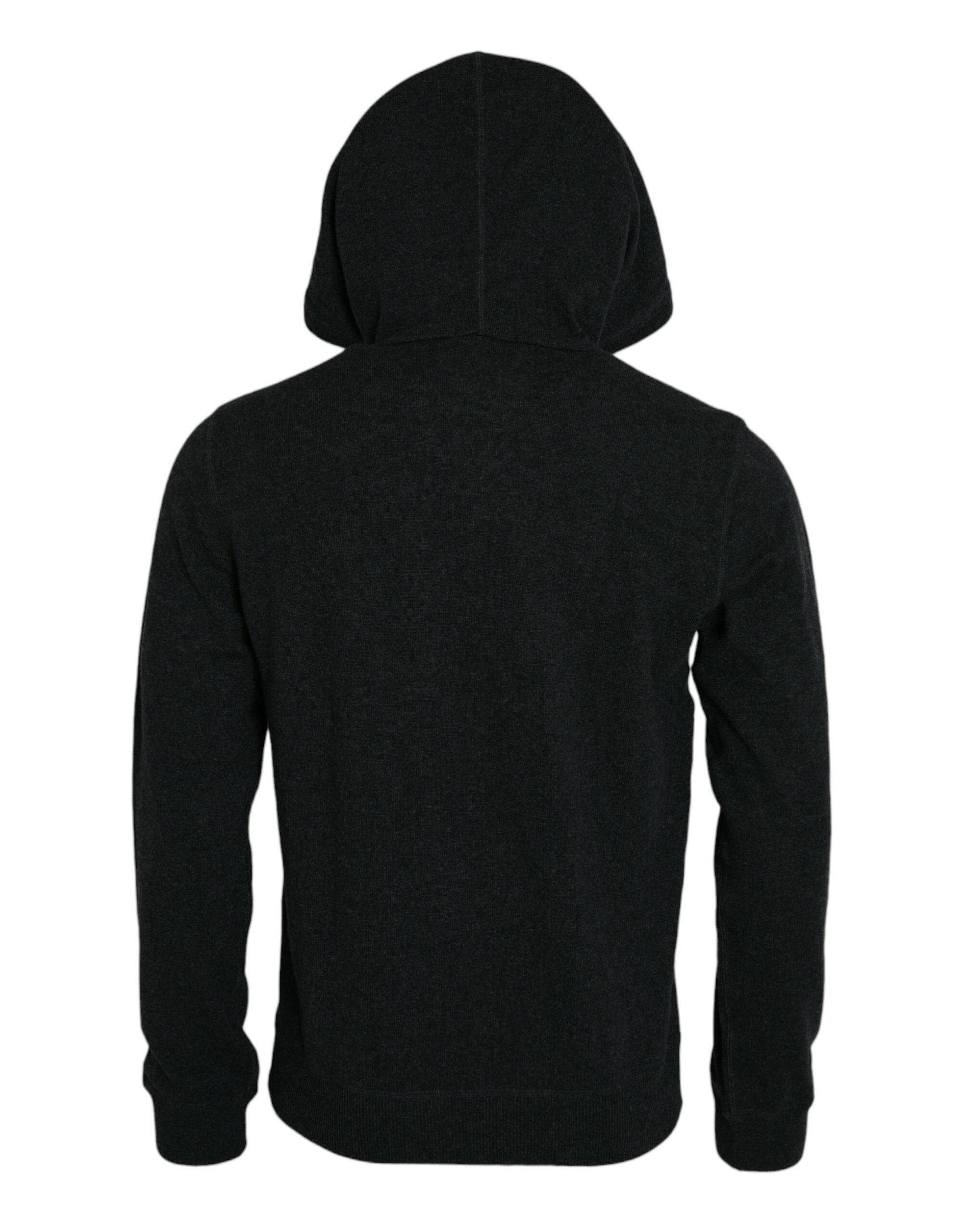 Dolce & Gabbana Dark Gray Cashmere Hooded Pullover Sweater - ACCEXO