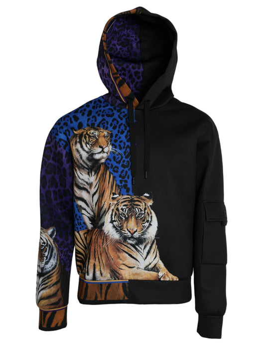 Dolce & Gabbana Multicolor Tiger Hooded Sweatshirt Sweater