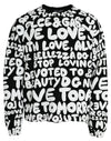 Dolce & Gabbana Black White Logo Print Crew Neck Sweatshirt Sweater