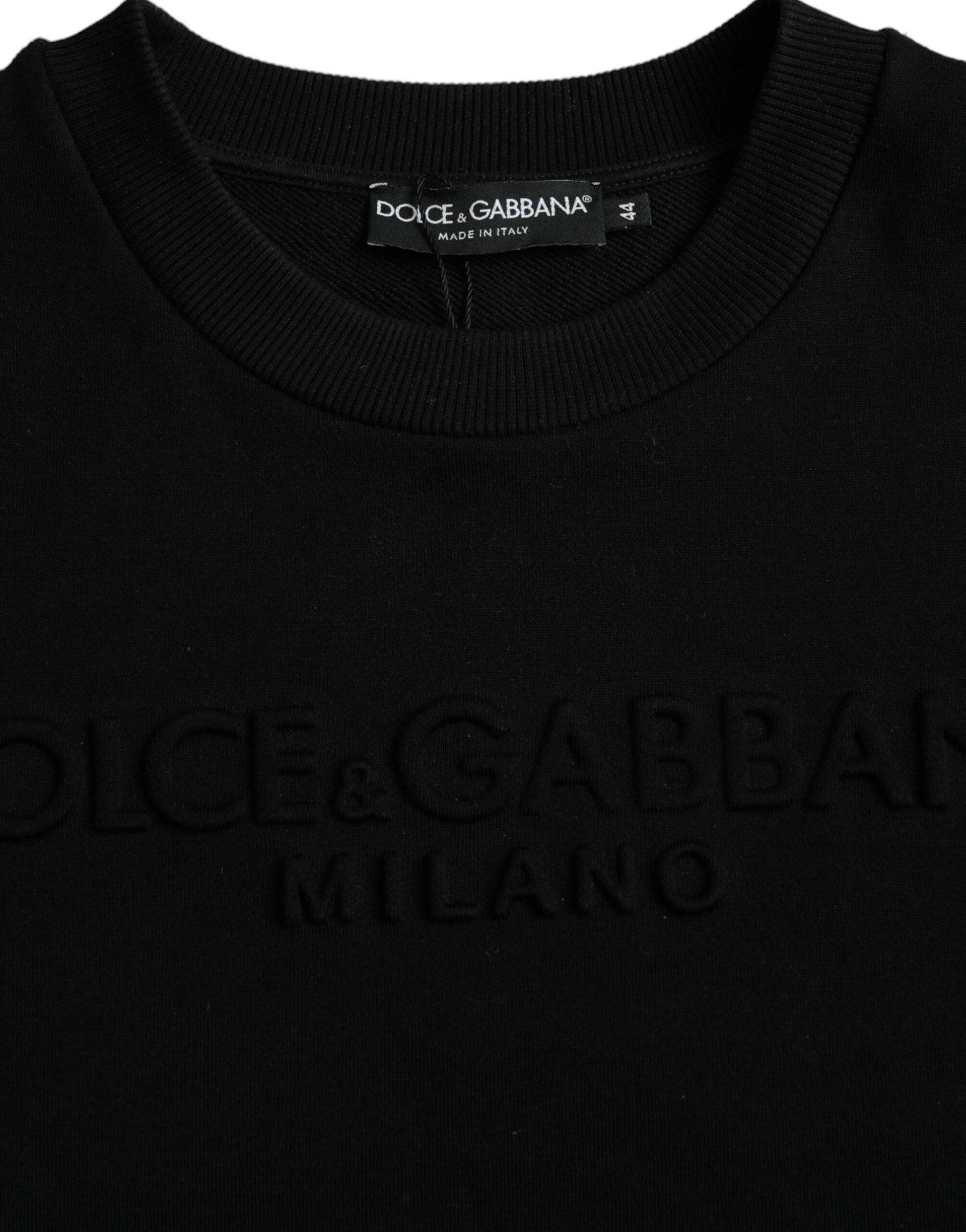 Dolce & Gabbana Black Cotton Long Sleeves Sweatshirt Sweater - ACCEXO