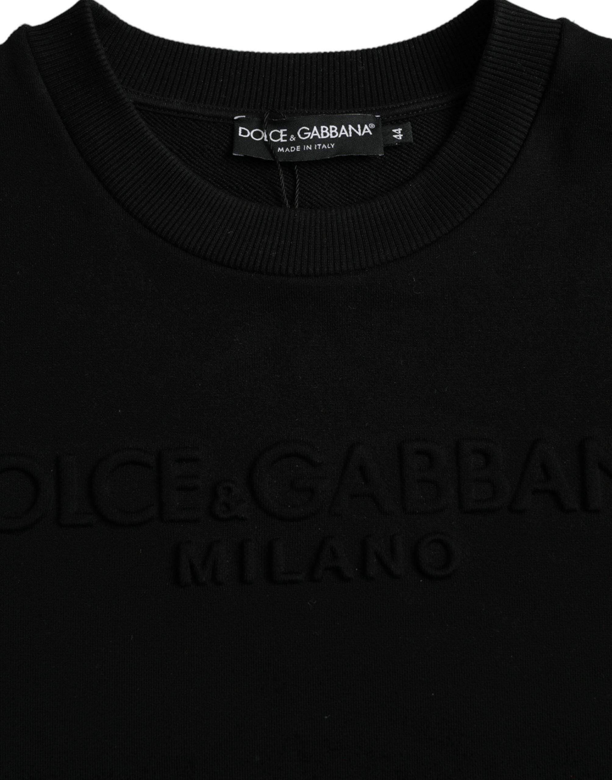 Dolce & Gabbana Black Cotton Long Sleeves Sweatshirt Sweater - ACCEXO