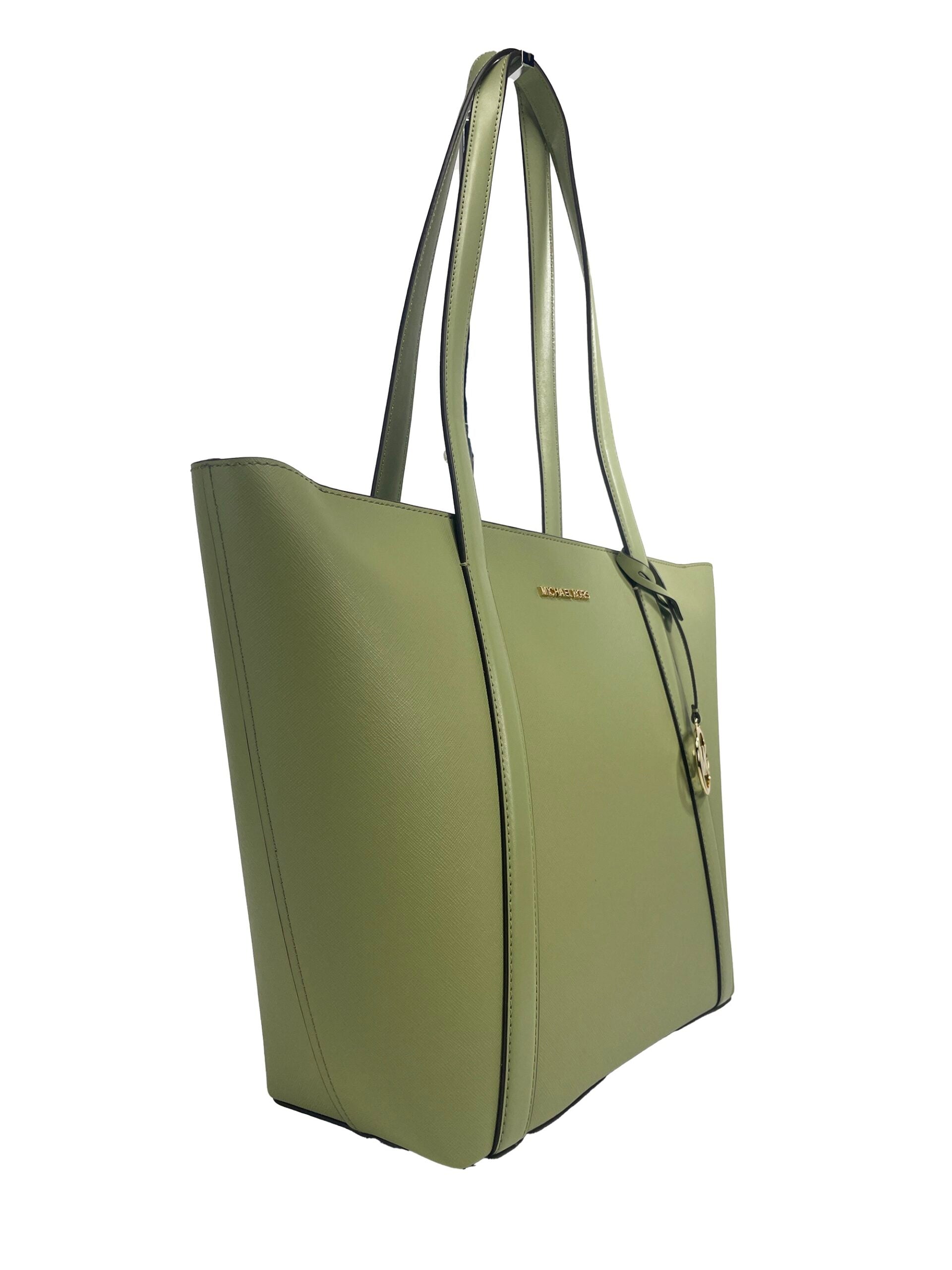 Michael Kors Large Pratt Shoulder Zip Tote Bag Light Sage - ACCEXO