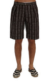 Dolce & Gabbana Bordeaux Striped Cotton Knee High Shorts