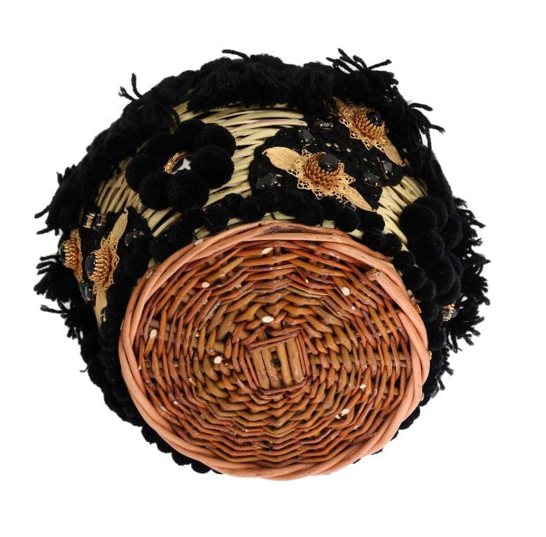 Dolce & Gabbana Chic Beige & Black Straw Snakeskin Bucket Bag - ACCEXO