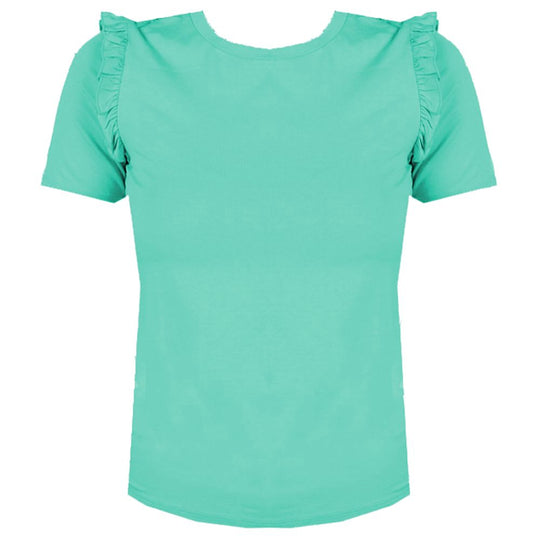 Patrizia Pepe Ruffled Shoulder Crew-neck Chic Top