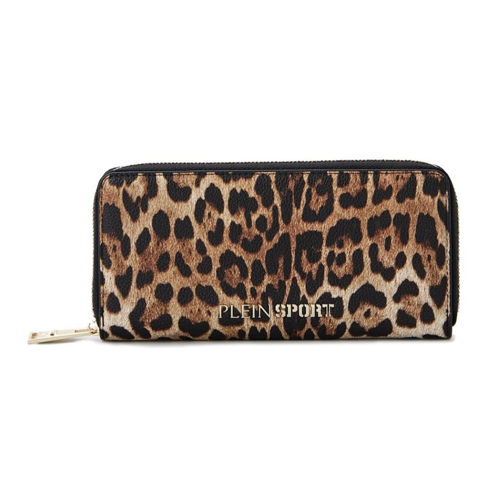 Plein Sport Sleek Designer Zipper Wallet with Gold Accents - ACCEXO