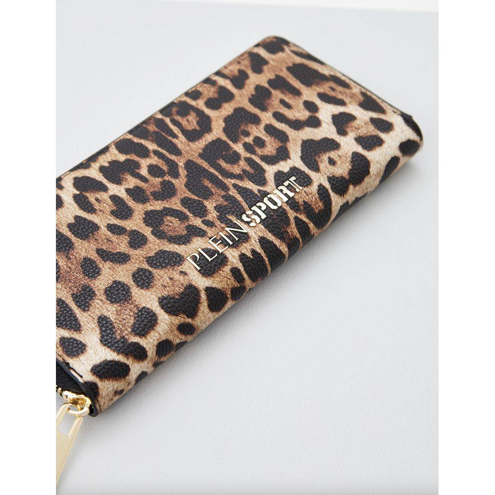 Plein Sport Sleek Designer Zipper Wallet with Gold Accents - ACCEXO