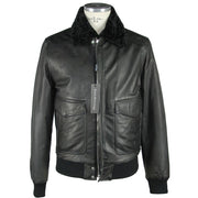 Emilio Romanelli Sleek Black Leather Zip Jacket - ACCEXO