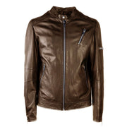 Emilio Romanelli Brown Leather Jacket - ACCEXO