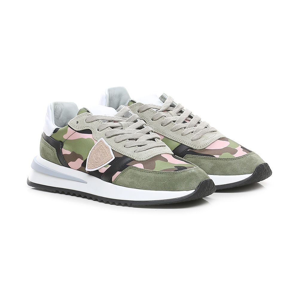 Philippe Model Chic Army Suede-Trimmed Fabric Sneakers - EU36/US6