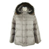 Emilio Romanelli Elegant Gray Polyamide Fur-Trimmed Coat