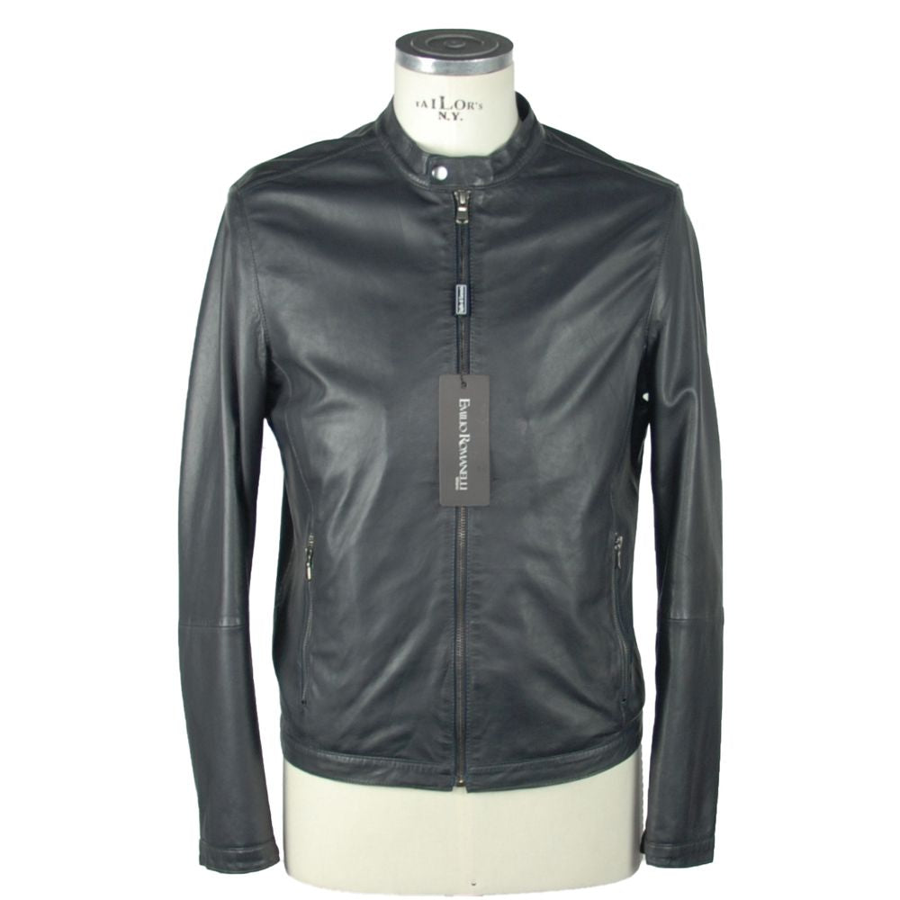 Emilio Romanelli Sapphire Elegance Leather Jacket - ACCEXO