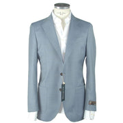 Emilio Romanelli Light Blue Wool Men Blazer - ACCEXO