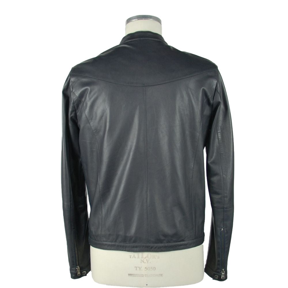 Emilio Romanelli Sapphire Elegance Leather Jacket - ACCEXO