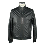 Emilio Romanelli Sleek Black Leather Jacket For Men - ACCEXO