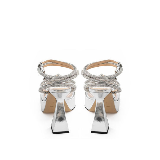 MACH & MACH Elegant Silver Leather Platforms