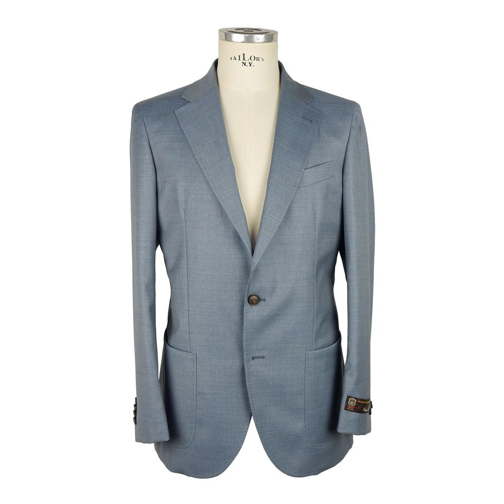 Emilio Romanelli Light Blue Wool Men Blazer - ACCEXO