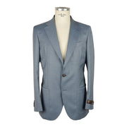 Emilio Romanelli Light Blue Wool Men Blazer - ACCEXO