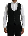 Dolce & Gabbana Black Wool Waistcoat Dress Formal Vest