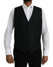 Dolce & Gabbana Black Wool Waistcoat Dress Formal Vest - ACCEXO