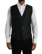 Dolce & Gabbana Black Wool Waistcoat Dress Formal Vest - ACCEXO
