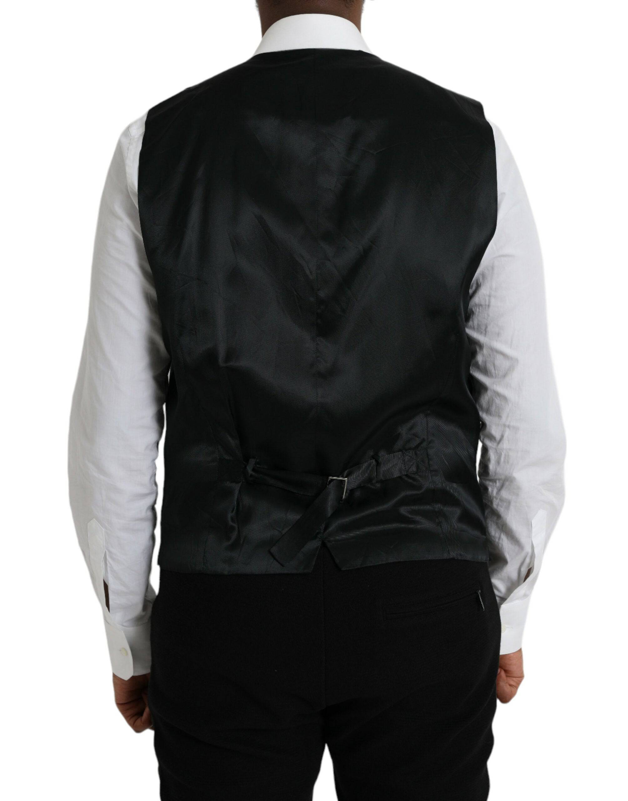 Dolce & Gabbana Black Wool Waistcoat Dress Formal Vest - ACCEXO