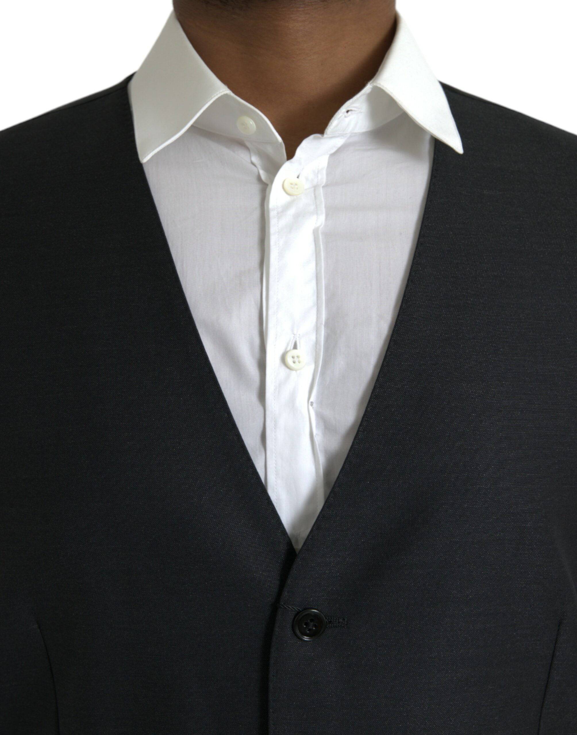 Dolce & Gabbana Black Wool Waistcoat Dress Formal Vest - ACCEXO
