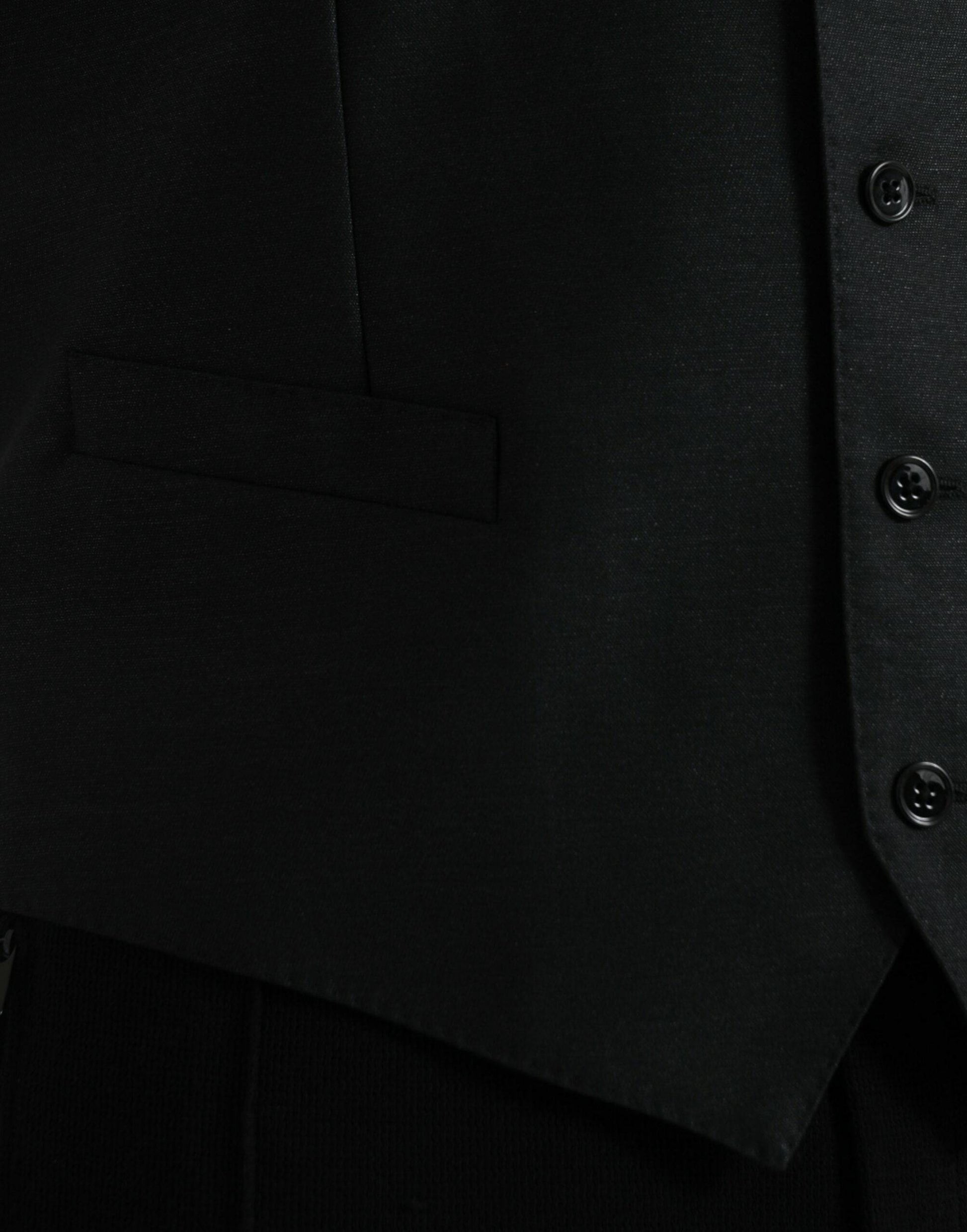 Dolce & Gabbana Black Wool Waistcoat Dress Formal Vest - ACCEXO
