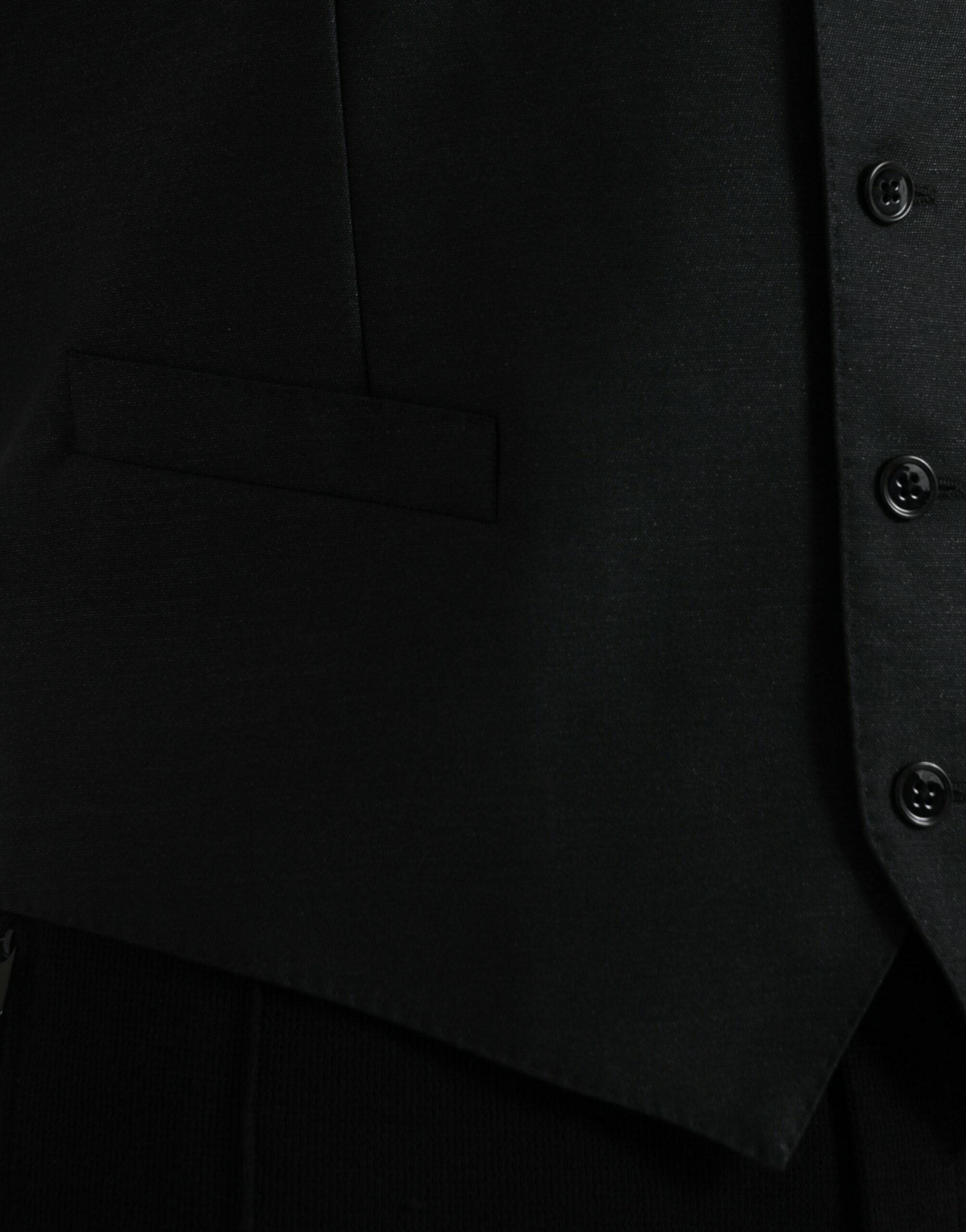 Dolce & Gabbana Black Wool Waistcoat Dress Formal Vest - ACCEXO