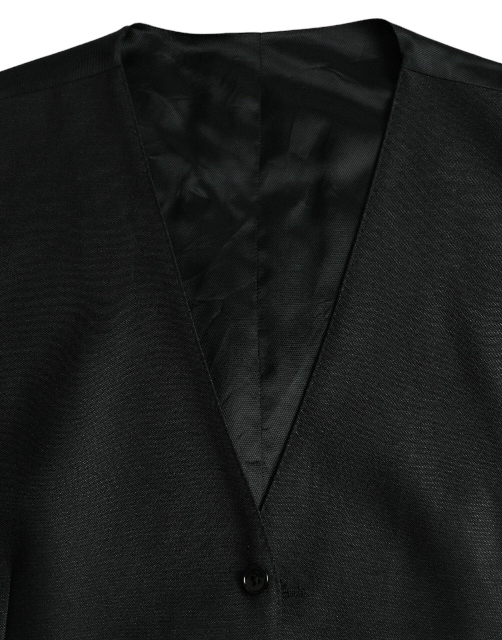 Dolce & Gabbana Black Wool Waistcoat Dress Formal Vest - ACCEXO