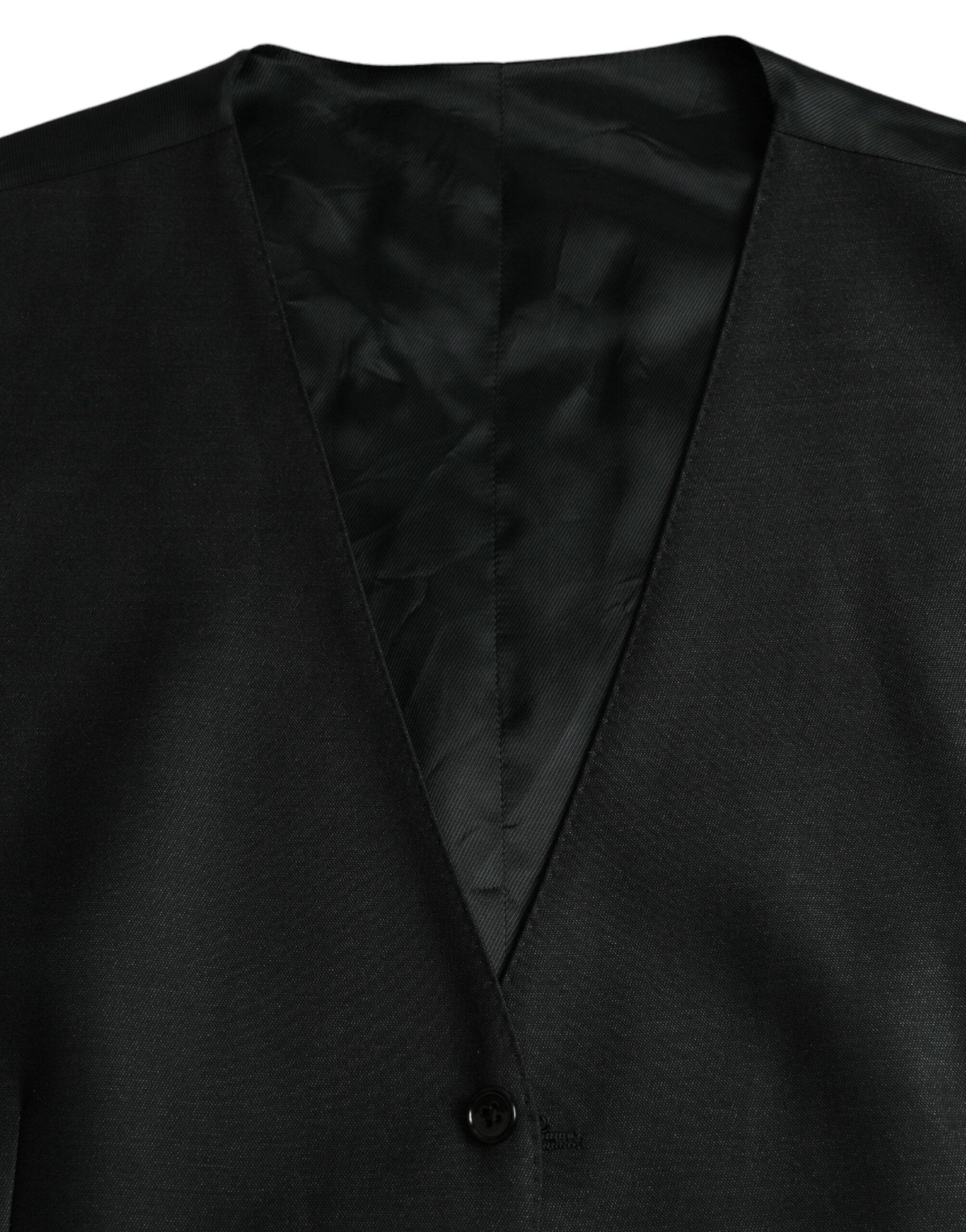 Dolce & Gabbana Black Wool Waistcoat Dress Formal Vest - ACCEXO