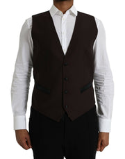 Dolce & Gabbana Brown Wool Waistcoat Dress Formal Vest - ACCEXO