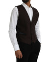 Dolce & Gabbana Brown Wool Waistcoat Dress Formal Vest