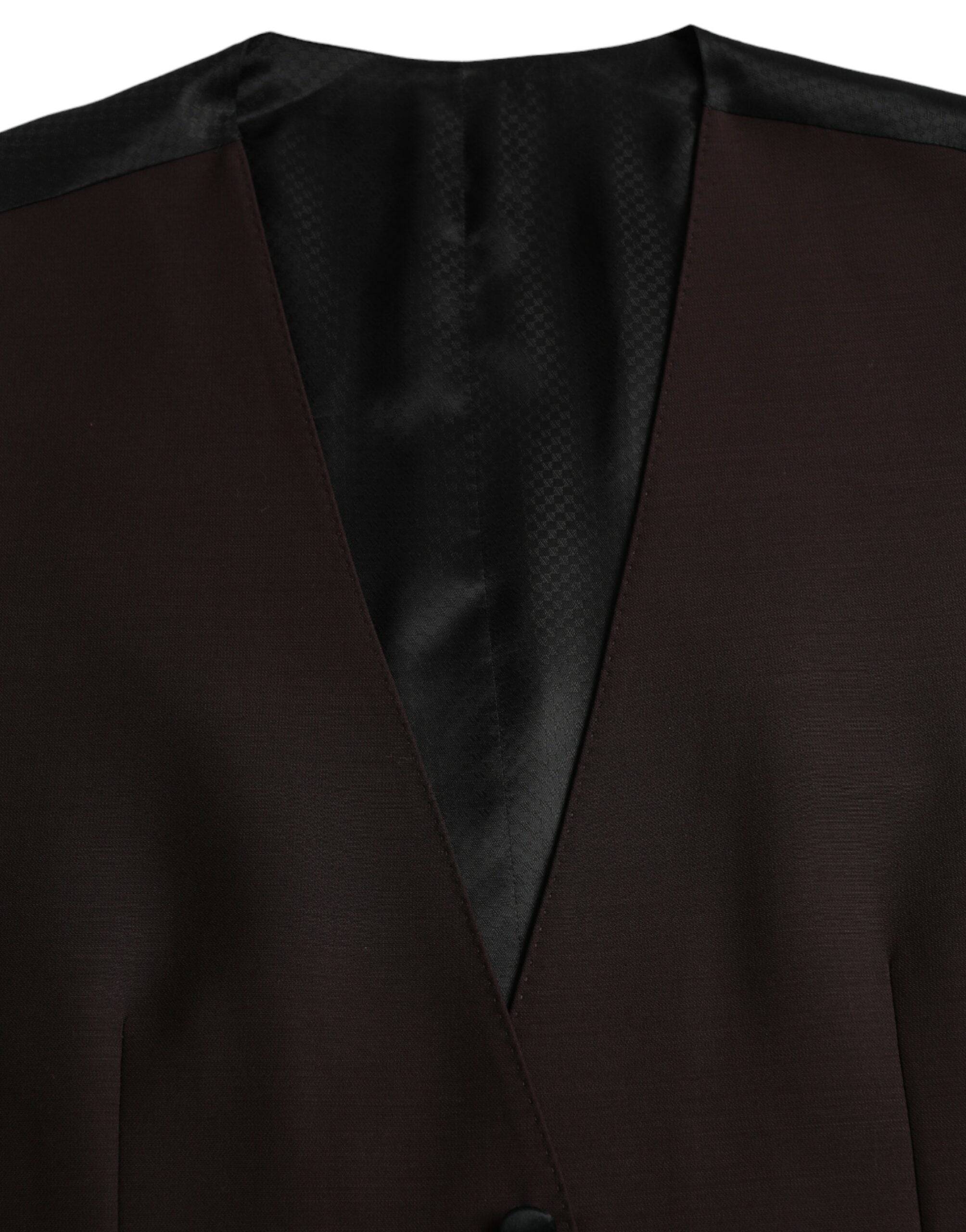 Dolce & Gabbana Brown Wool Waistcoat Dress Formal Vest - ACCEXO