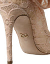 Dolce & Gabbana Beige Stretch Taormina Lace Boots Shoes