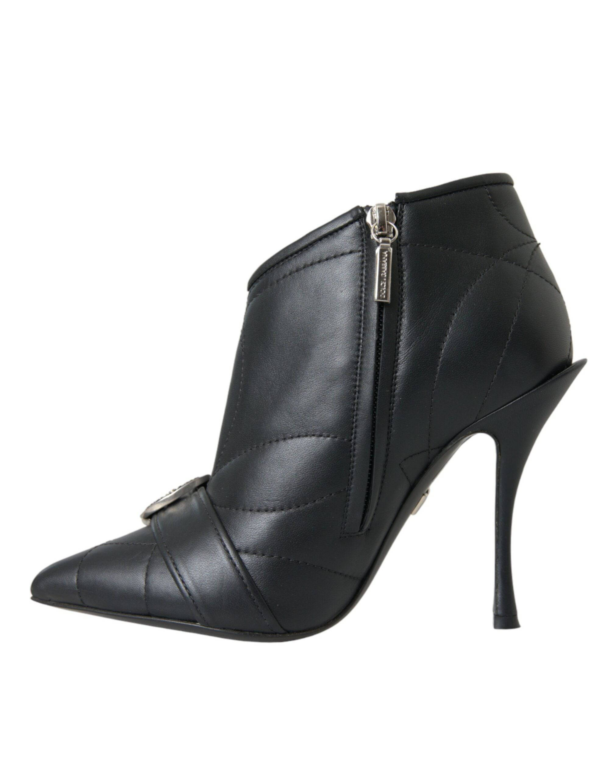 Dolce & Gabbana Black Devotion Quilted Buckled Boots Shoes - ACCEXO