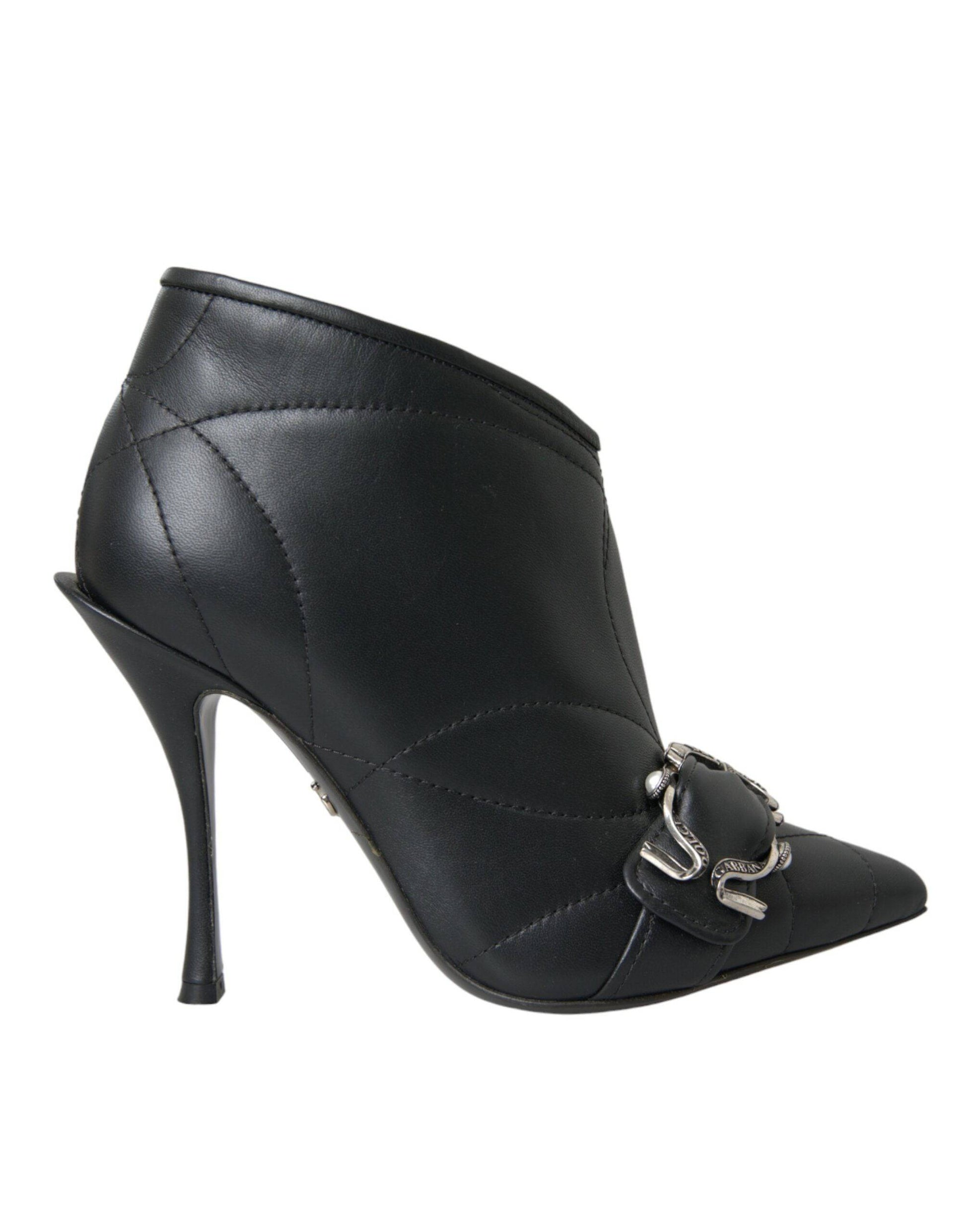 Dolce & Gabbana Black Devotion Quilted Buckled Boots Shoes - ACCEXO
