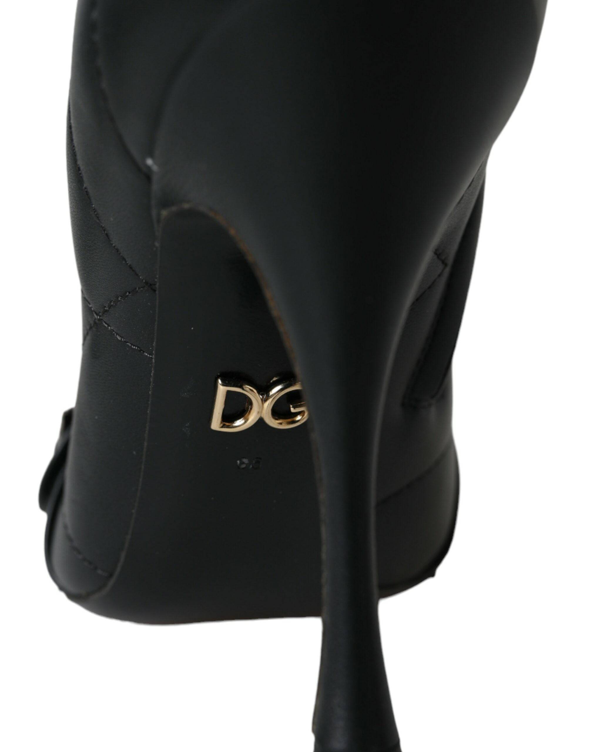 Dolce & Gabbana Black Devotion Quilted Buckled Boots Shoes - ACCEXO
