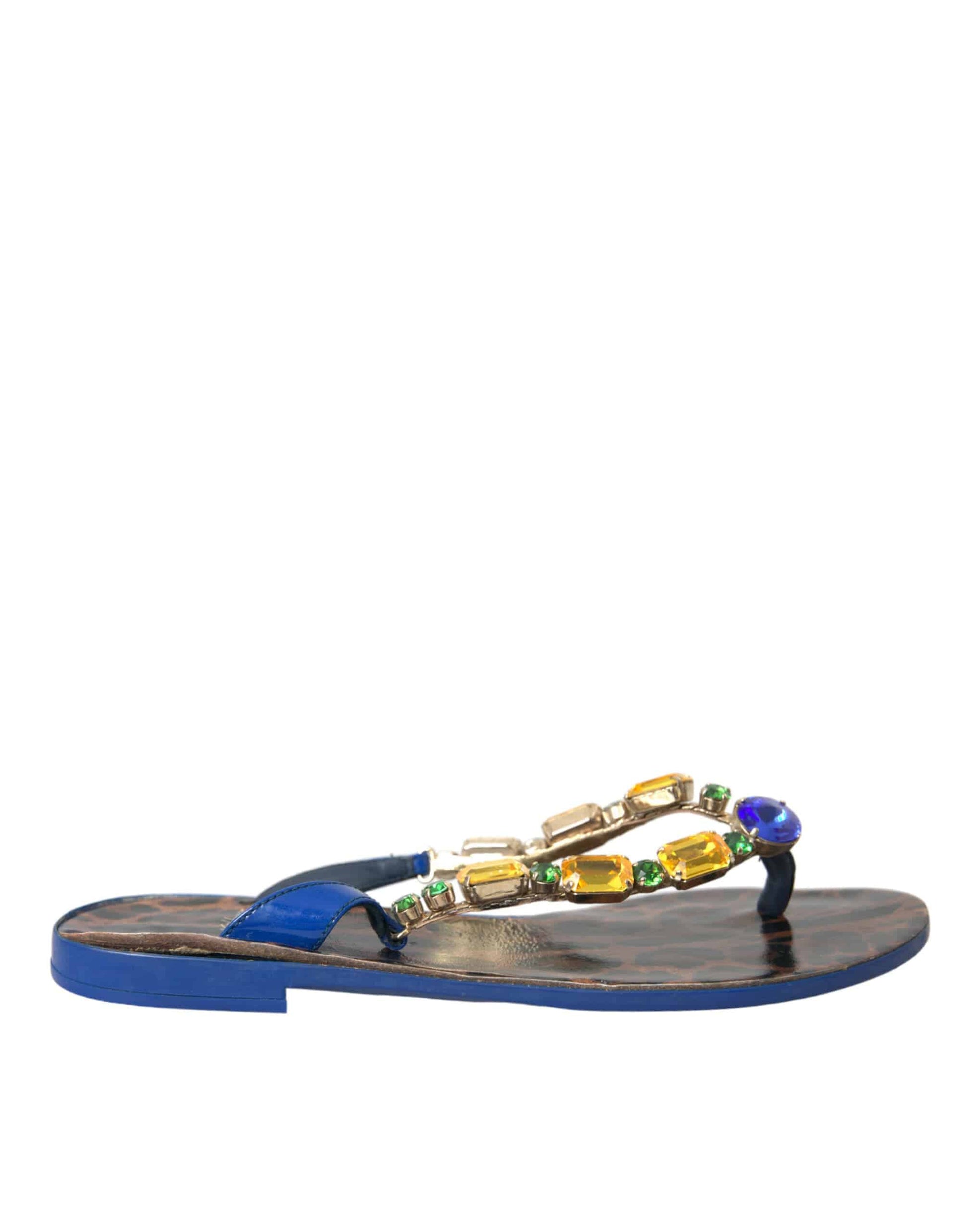 Dolce & Gabbana Blue Crystal Calf Leather Beachwear Shoes - ACCEXO