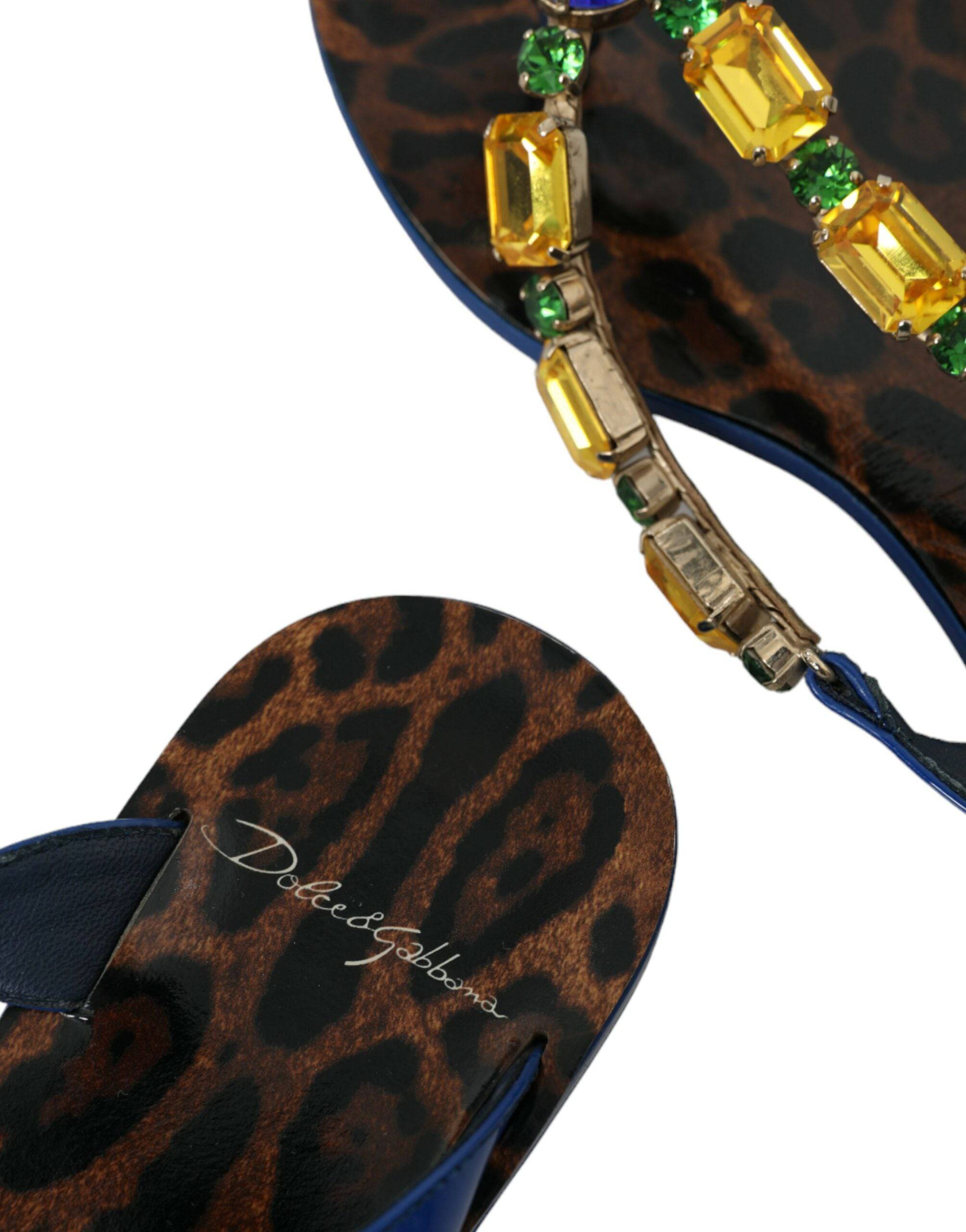 Dolce & Gabbana Blue Crystal Calf Leather Beachwear Shoes - ACCEXO