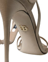 Dolce & Gabbana Beige Leather Strappy Heels Sandals Shoes