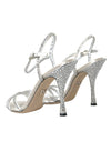 Dolce & Gabbana Silver Viscose Crystal Heels Sandals Shoes