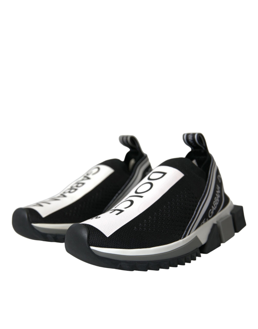 Dolce & Gabbana Black White Slip On Sorrento Sneakers Shoes