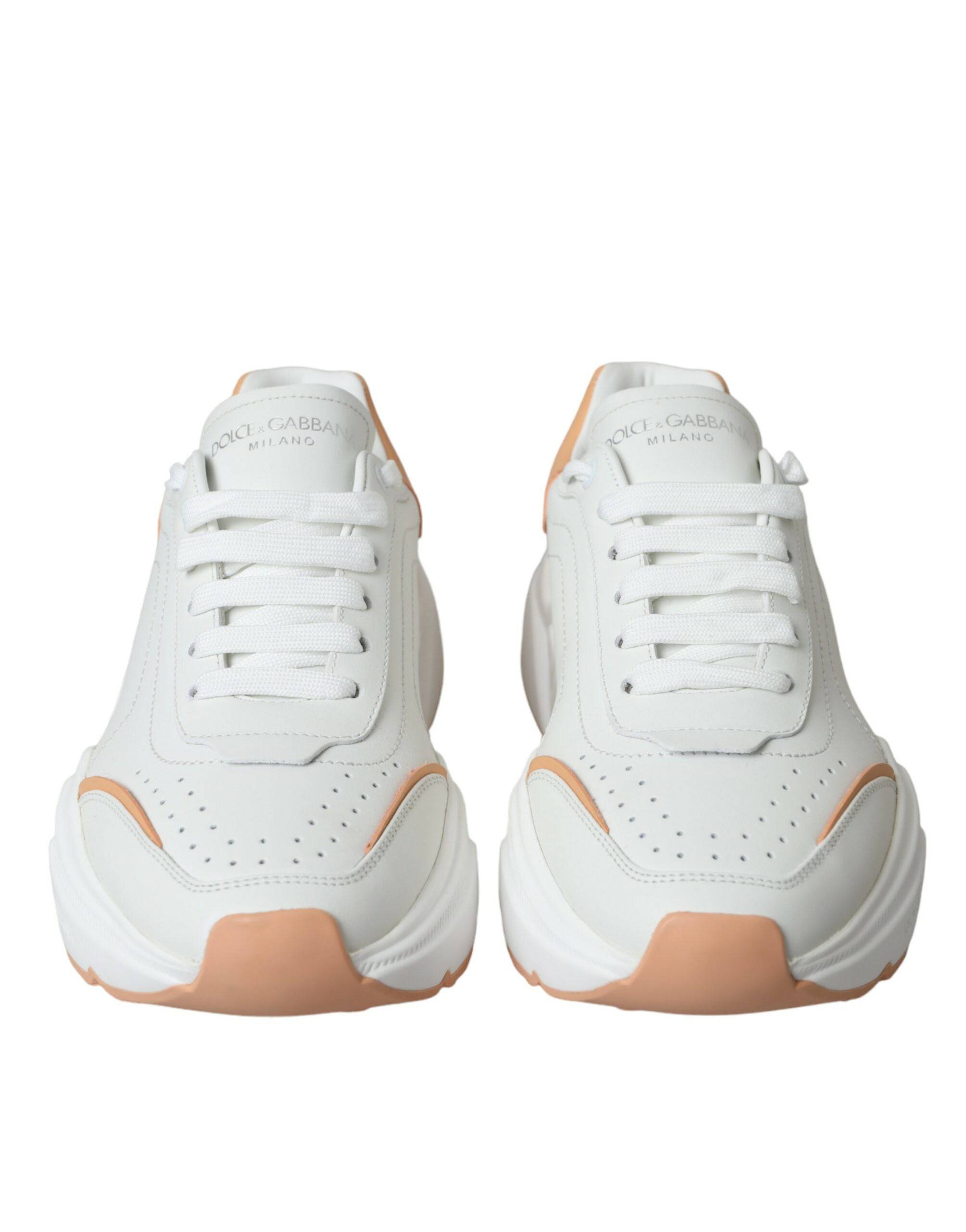 Dolce & Gabbana White Peach DAYMASTER Leather Sneakers Shoes - ACCEXO
